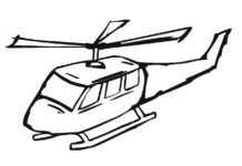 Hubschrauber Zeichnung Färbung Blatt für den Druck