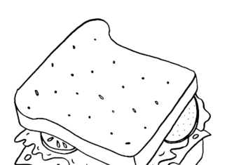 朝食 - トーストの印刷用塗り絵