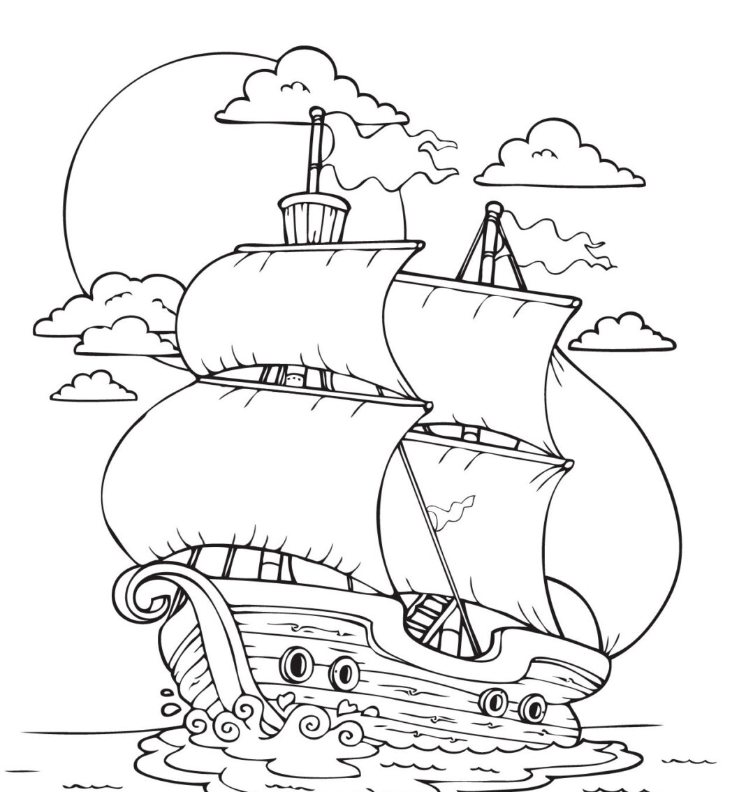 sailing ship coloring book to print