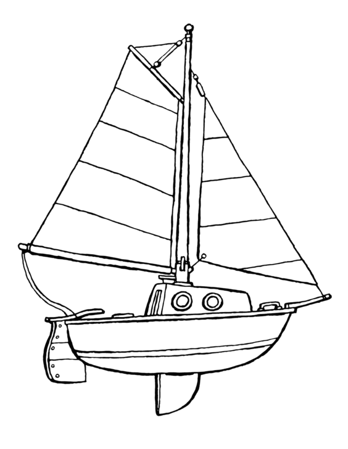 Barca a vela pronta a navigare libro da colorare da stampare