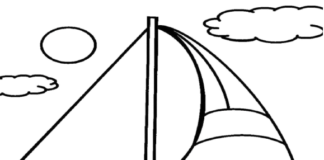 Sailboat on the lake coloring book to print