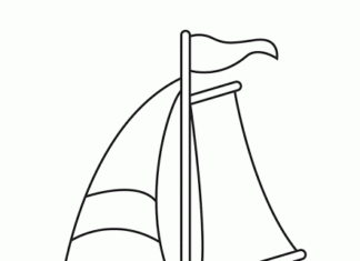 Libro da colorare barca a vela in mare da stampare