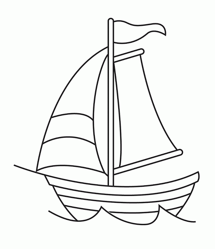 海の帆船塗り絵印刷