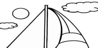 sailboat drawing for kids coloring book to print