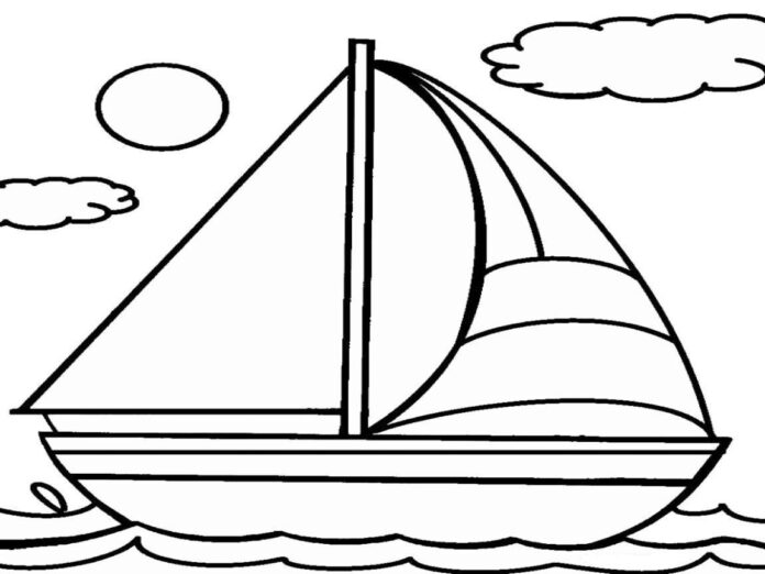 sailboat drawing for kids coloring book to print