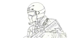 soldier in war coloring book to print