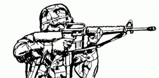 soldier with a rifle coloring book to print