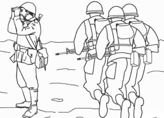 Vojaci na misii - omaľovánky na vytlačenie