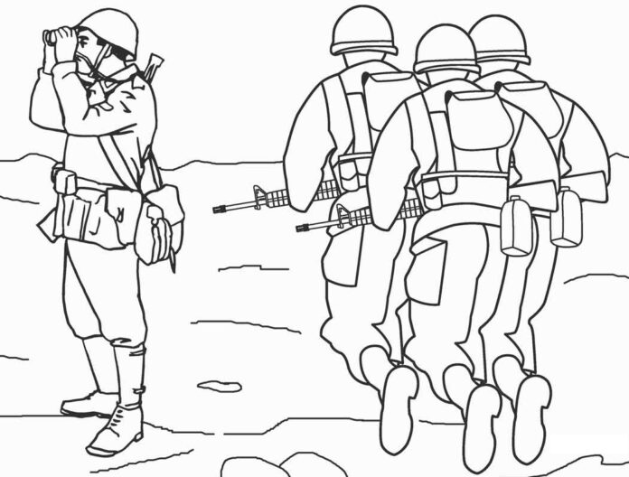 Vojaci na misii - omaľovánky na vytlačenie