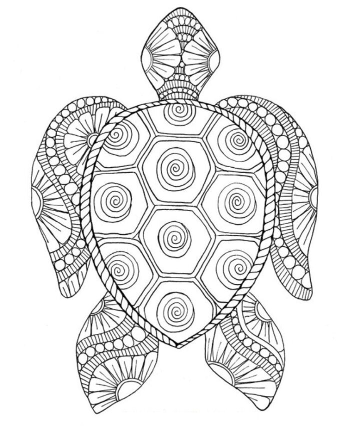 bahenná korytnačka zentangle omaľovánky na vytlačenie