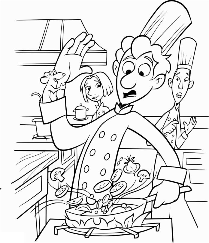 Colette and Linguinim cook coloring book to print