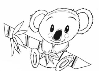 Little koala coloring book to print