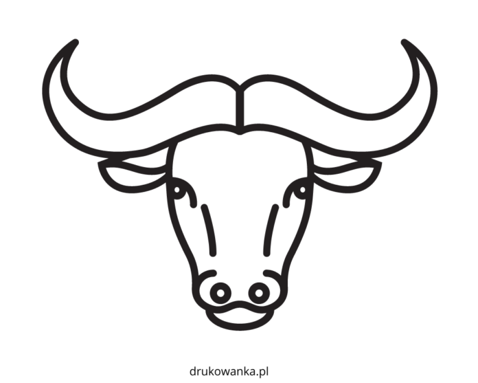 cabeza de búfalo con cuernos libro para colorear para imprimir