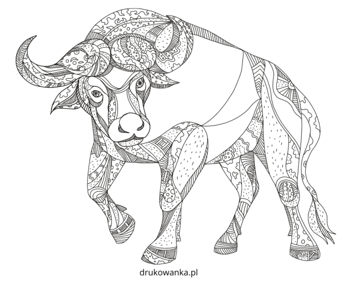 ゼンタングル水牛の塗り絵プリント
