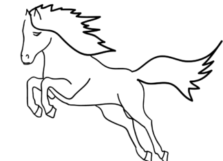 走る馬の塗り絵の印刷
