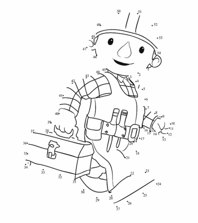 bob the builder connect the numbers coloring book printable (en anglais)
