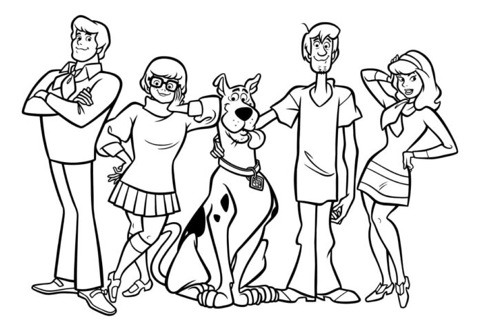 Scooby Doo postavy vymaľovánky k vytlačeniu