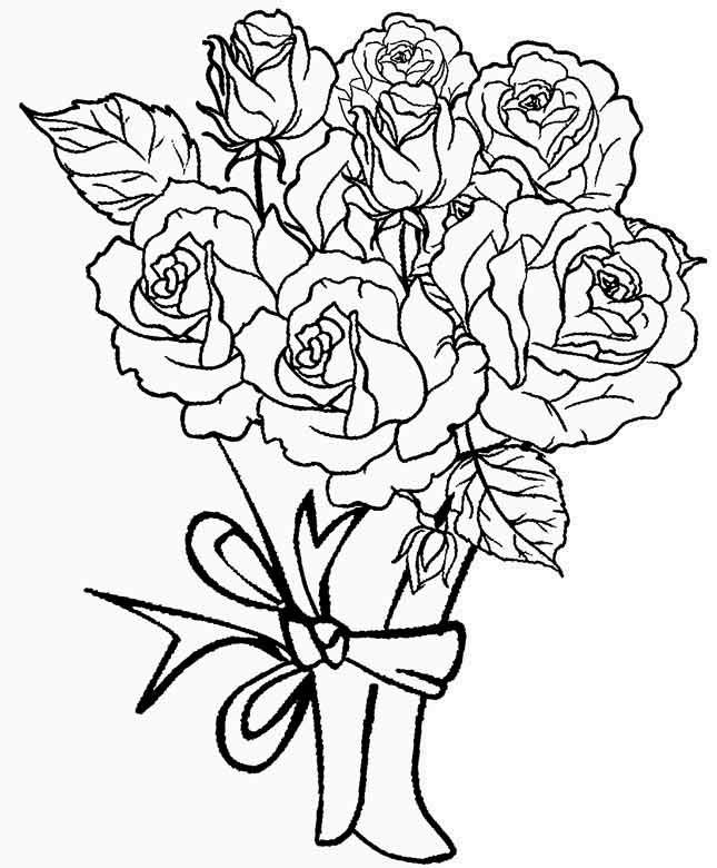 bouquet of roses coloring book to print