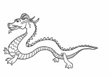 kinesisk drake som kan skrivas ut och färgläggas