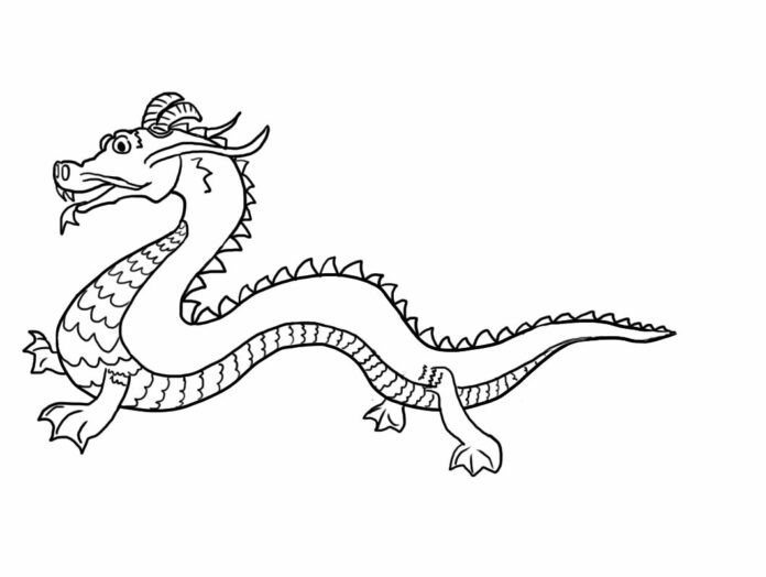 libro para colorear del dragón chino para imprimir