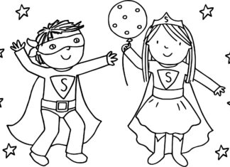 Boy with girl at play coloring book to print