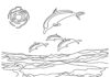 dolphins jump on the waves coloring book to print