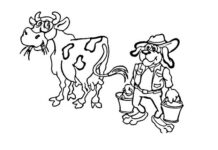 milking cow coloring book to print