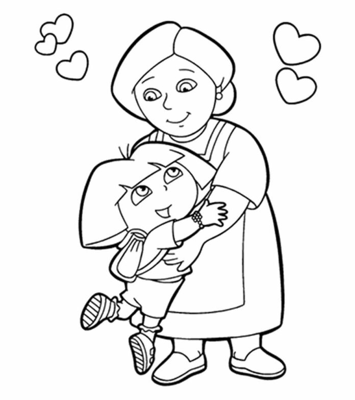 Dora a jej mama omaľovánky na vytlačenie