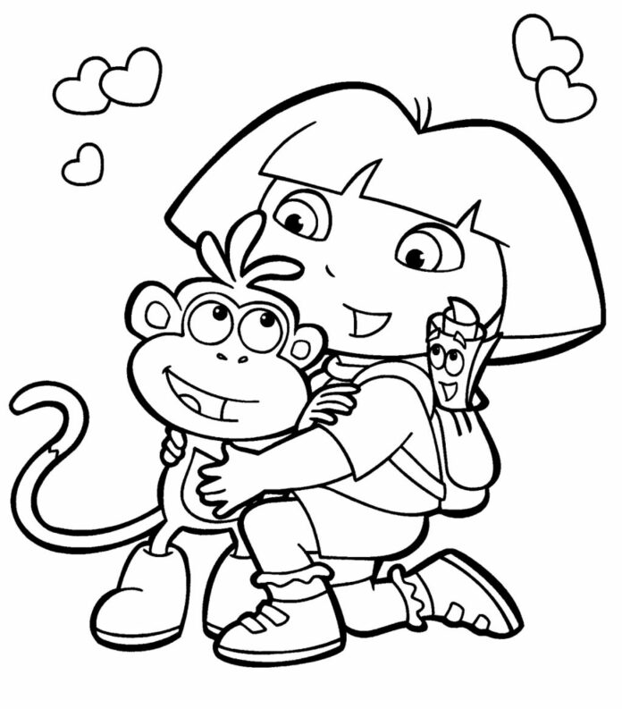 dora and the shoe monkey coloring book to print