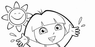 dora prend un bain au bord de la mer livre de coloriage à imprimer