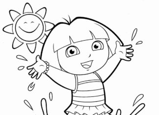 dora takes a bath by the sea coloring book to print