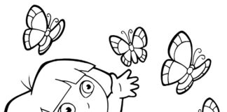 dora butterflies and monkey coloring book to print