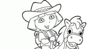 dora on the pony coloring book to print