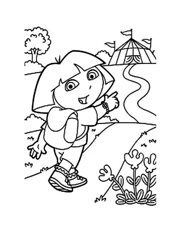 dora on his way to the circus coloring book to print
