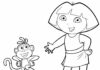 dora with monkey coloring book to print