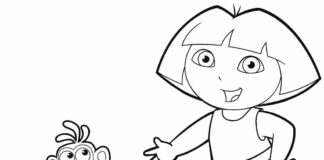 dora con mono libro para colorear imprimible