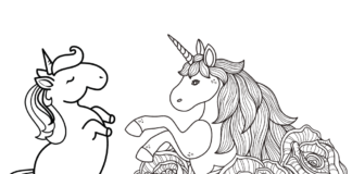 dos unicornios para colorear para imprimir