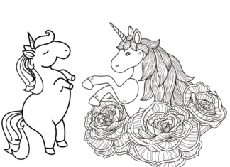 two unicorns coloring book to print