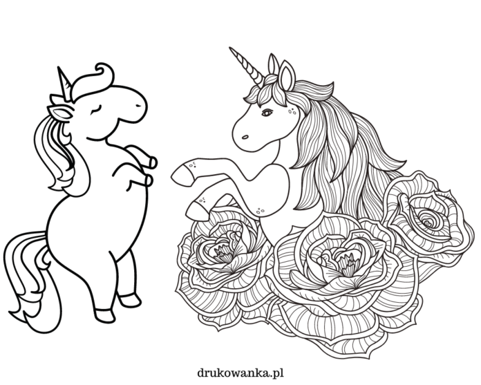 due unicorni libro da colorare da stampare