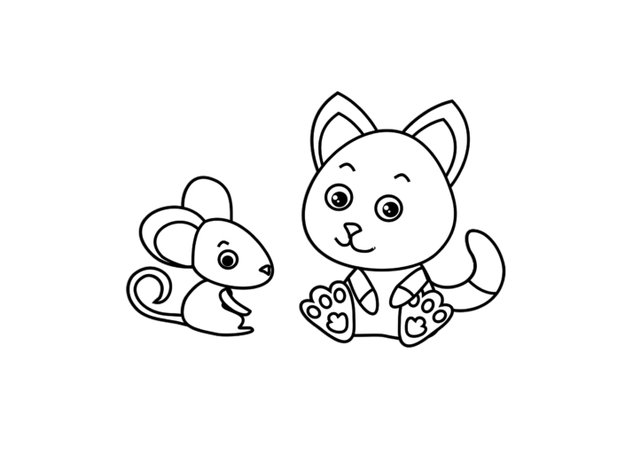 two little mice coloring book to print