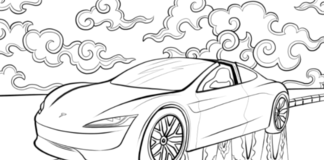 electric car tesla coloring book to print