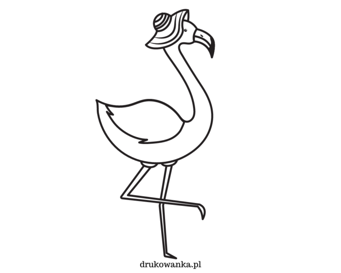 Flamingo im Hut für Kinder Malbuch zum Ausdrucken