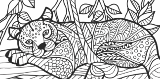 geparden zentangle malebog til udskrivning