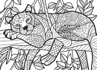 geparden zentangel färgläggningsbok som kan skrivas ut