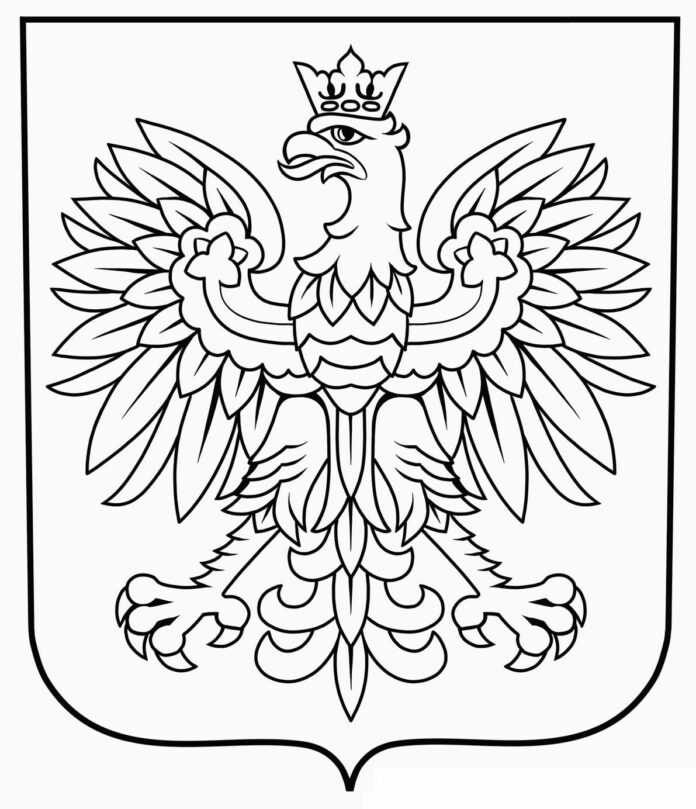 Polens emblem til udskrivning og farvelægning