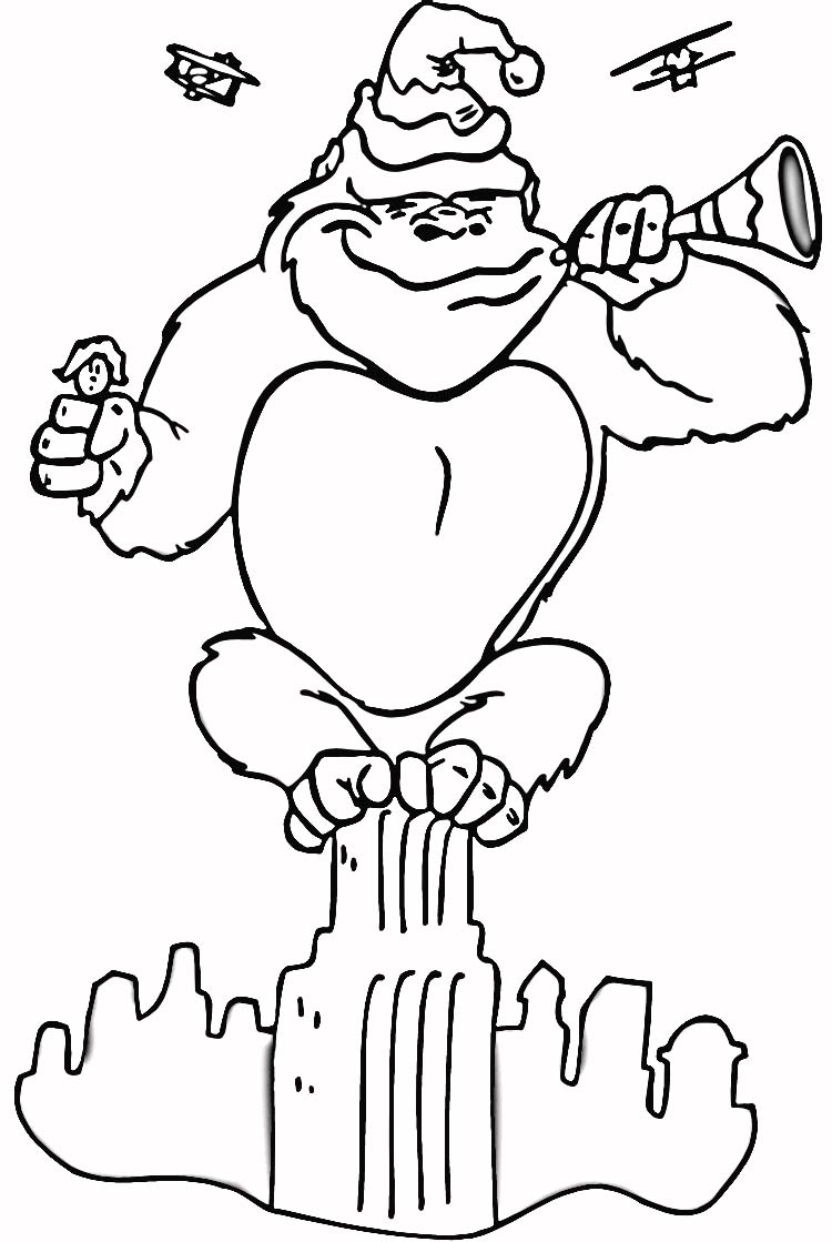 king kong trumpet playing coloring book to print and online