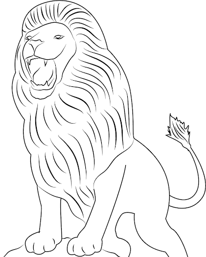 獰猛なライオン アスランの塗り絵 印刷用