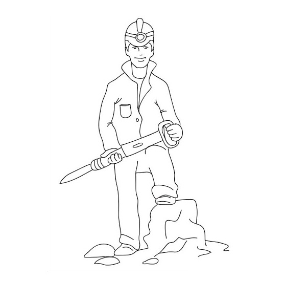 miner in the mine coloring book to print