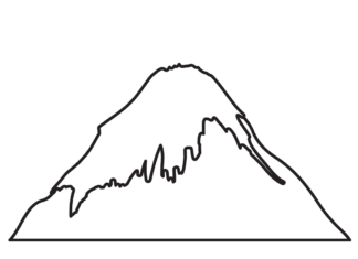 farvelægningsbog til udskrivning om vulkaner i bjergene