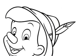 Pinocchio livro para colorir a cabeça para imprimir